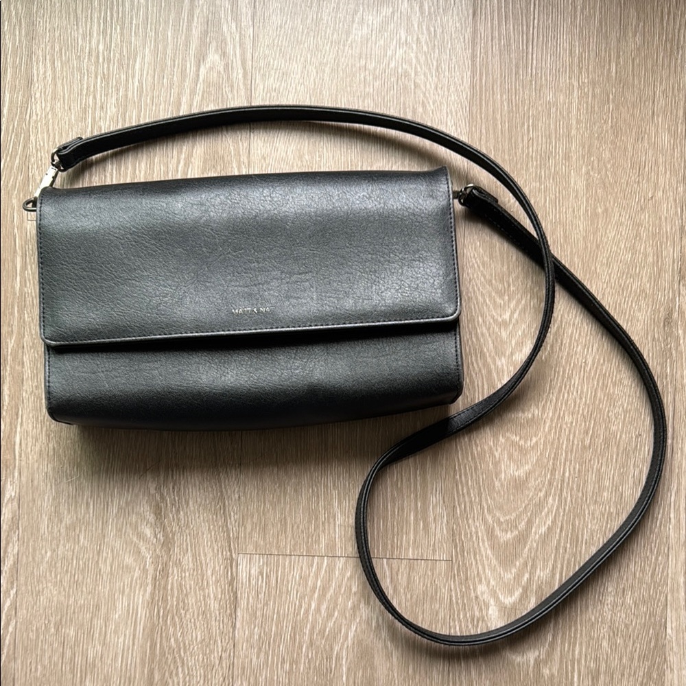 Matt and Nat Black Vegan Leather Crossbody Bag